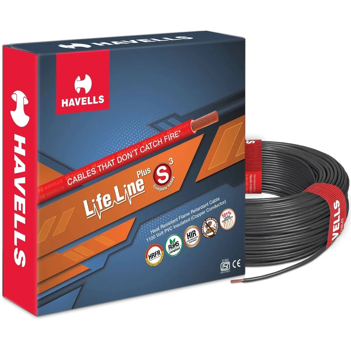 Life Line Plus S3 HRFR Cables 0.5 sq. mm Heat Resistant Flame Retardant 90 m, (0.5 sq. mm)