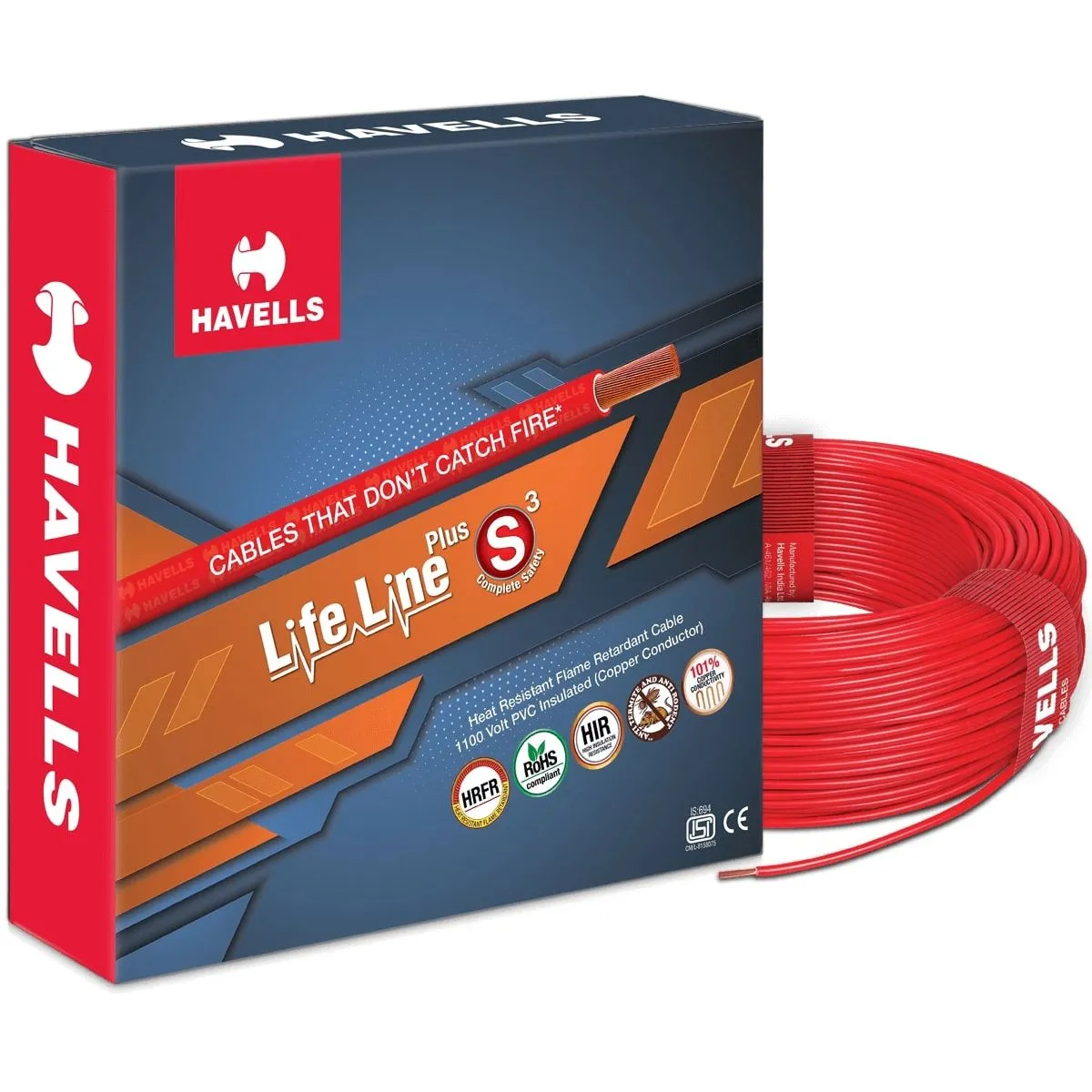 Life Line Plus S3 HRFR Cables 1.0 sq. mm Heat Resistant Flame Retardant 90 m, (1.0 sq. mm)