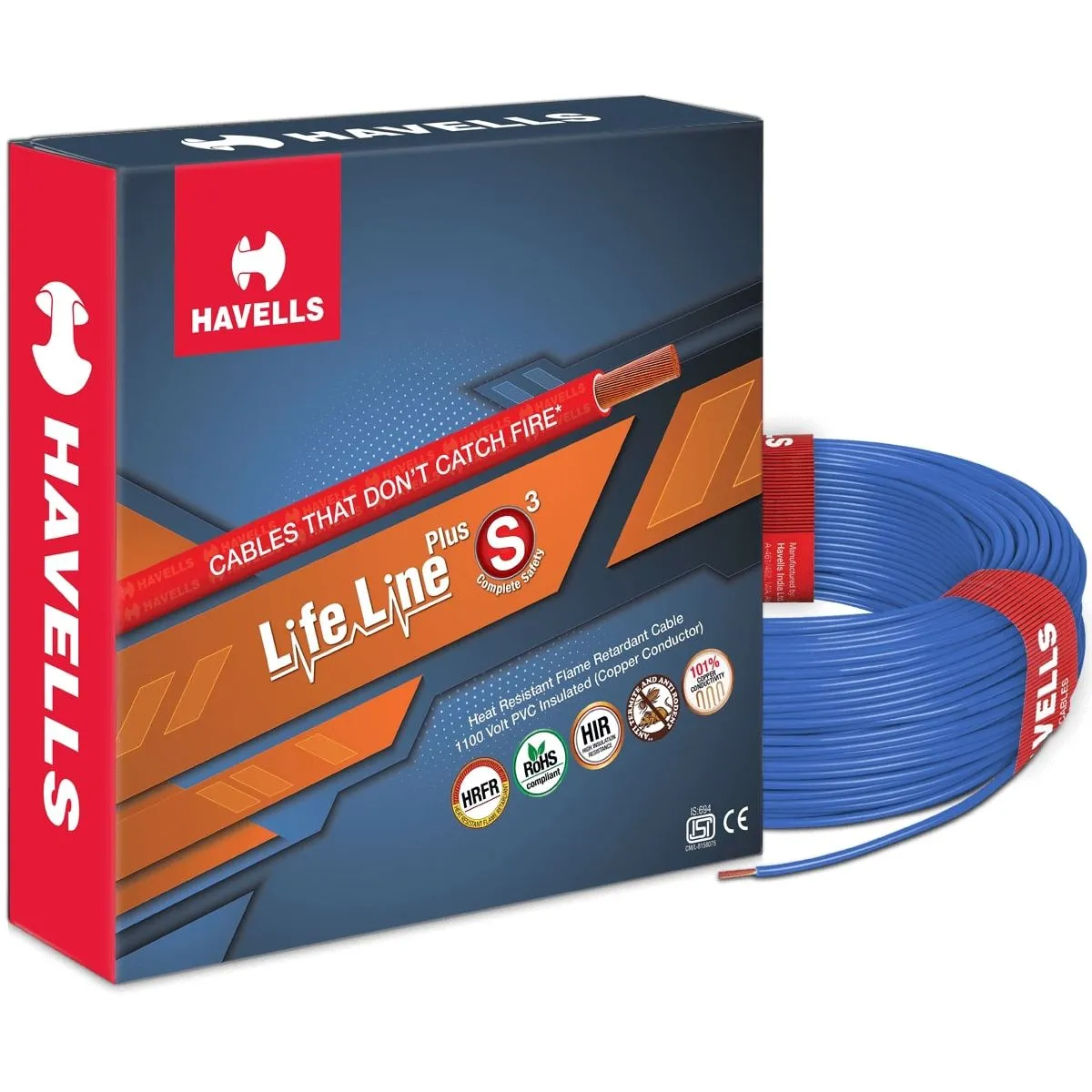 Life Line Plus S3 HRFR Cables 1.5 sq. mm Heat Resistant Flame Retardant 90 m, (1.5 sq. mm)