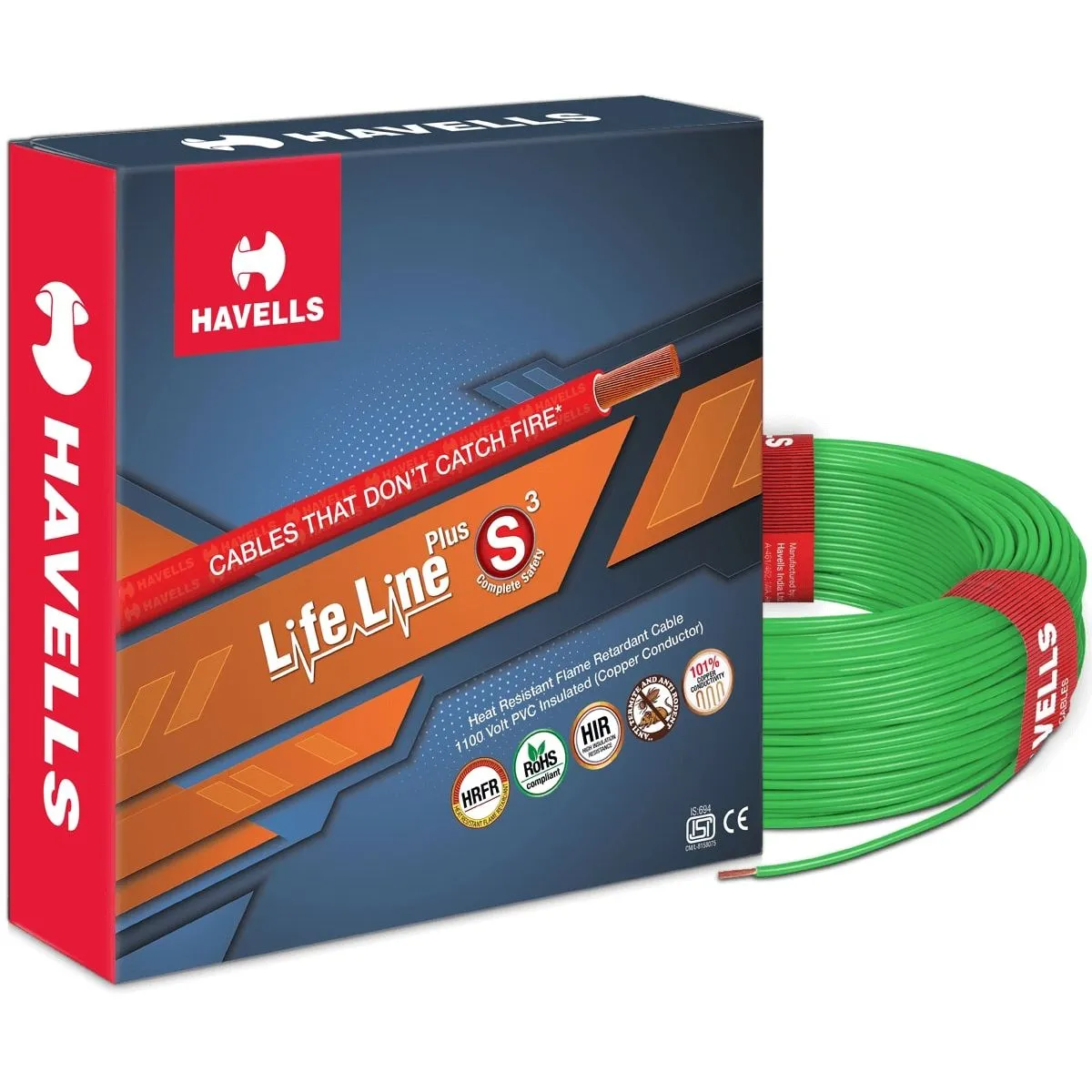 Life Line Plus S3 HRFR Cables 2.5 sq. mm Heat Resistant Flame Retardant 90 m, (2.5 sq. mm)