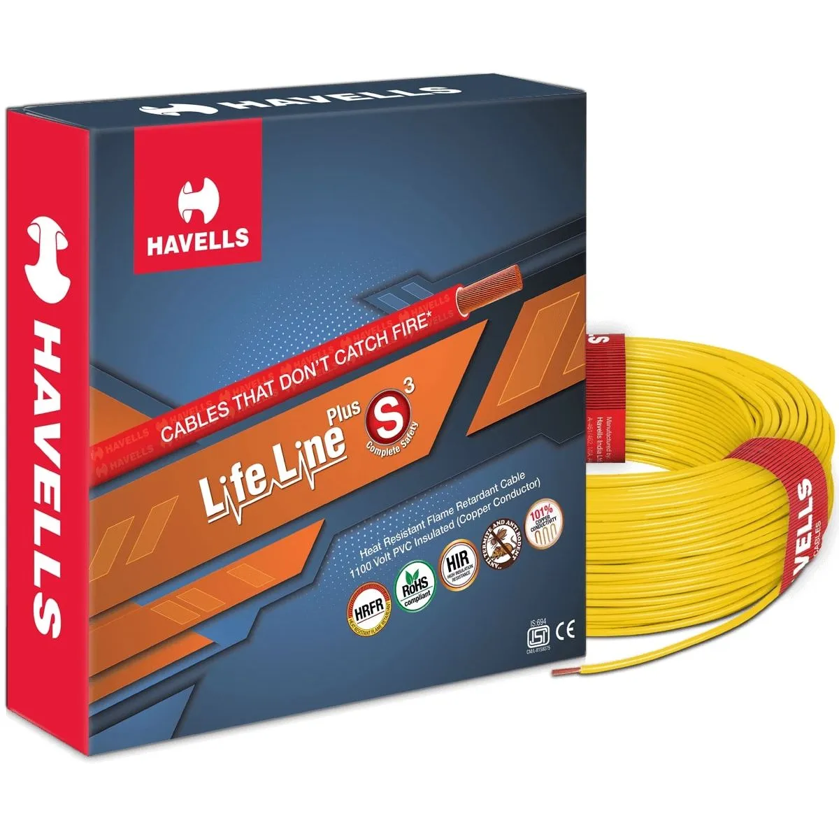 Life Line Plus S3 HRFR Cables 6.0 sq. mm Heat Resistant Flame Retardant 90 m, (6.0 sq. mm)