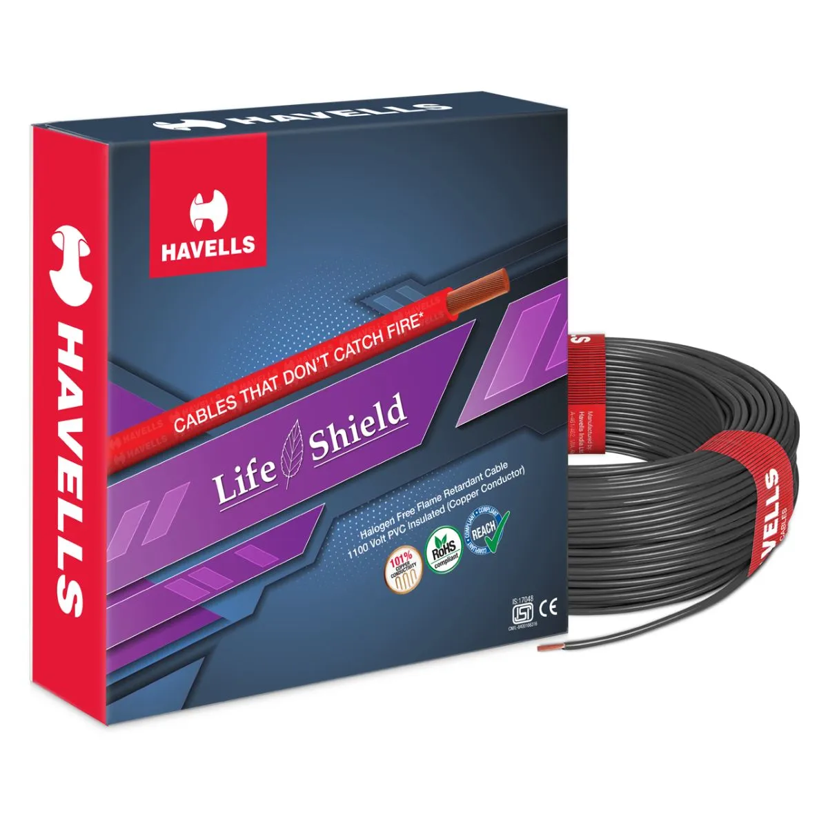 Life Shield HFFR 1.0 sq. mm Cables Halogen Free Flame Retardant 90 m, (1.0 sq. mm)