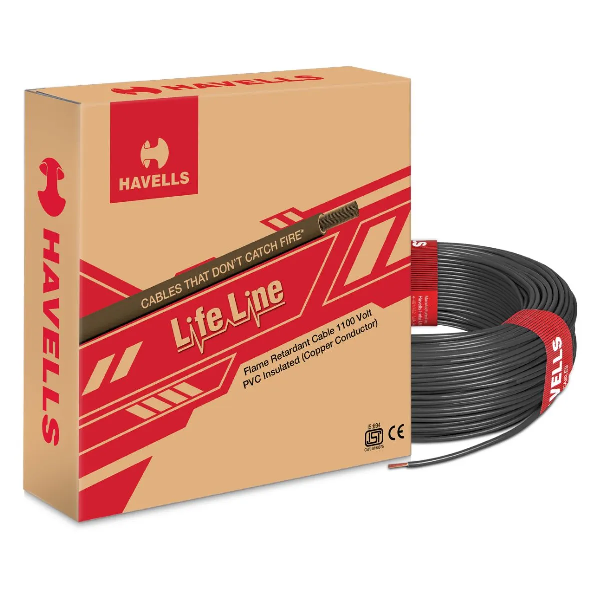 Lifeline FR 1.0 sq. mm 180 m Black Flame Retardant 1.00 sq. mm 180 m